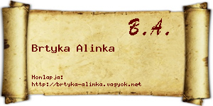 Brtyka Alinka névjegykártya